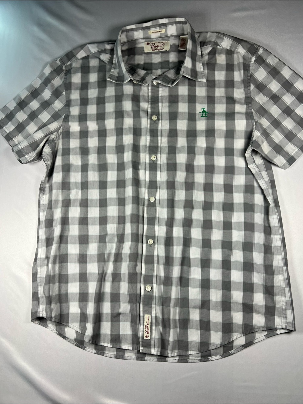 Original Penguin Gray & White Check Short Sleeve Button-Down Shirt